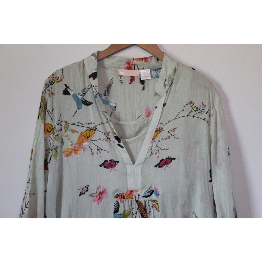 LA CERA Hummingbird Butterfly Print Dress Green Sundress Plus Size 1X H14855 - Picture 3 of 8